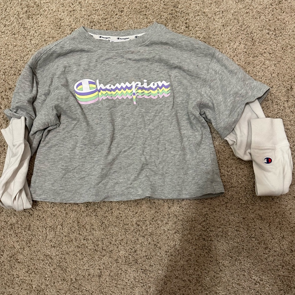 Champion cropped T-shirt with long sleeves